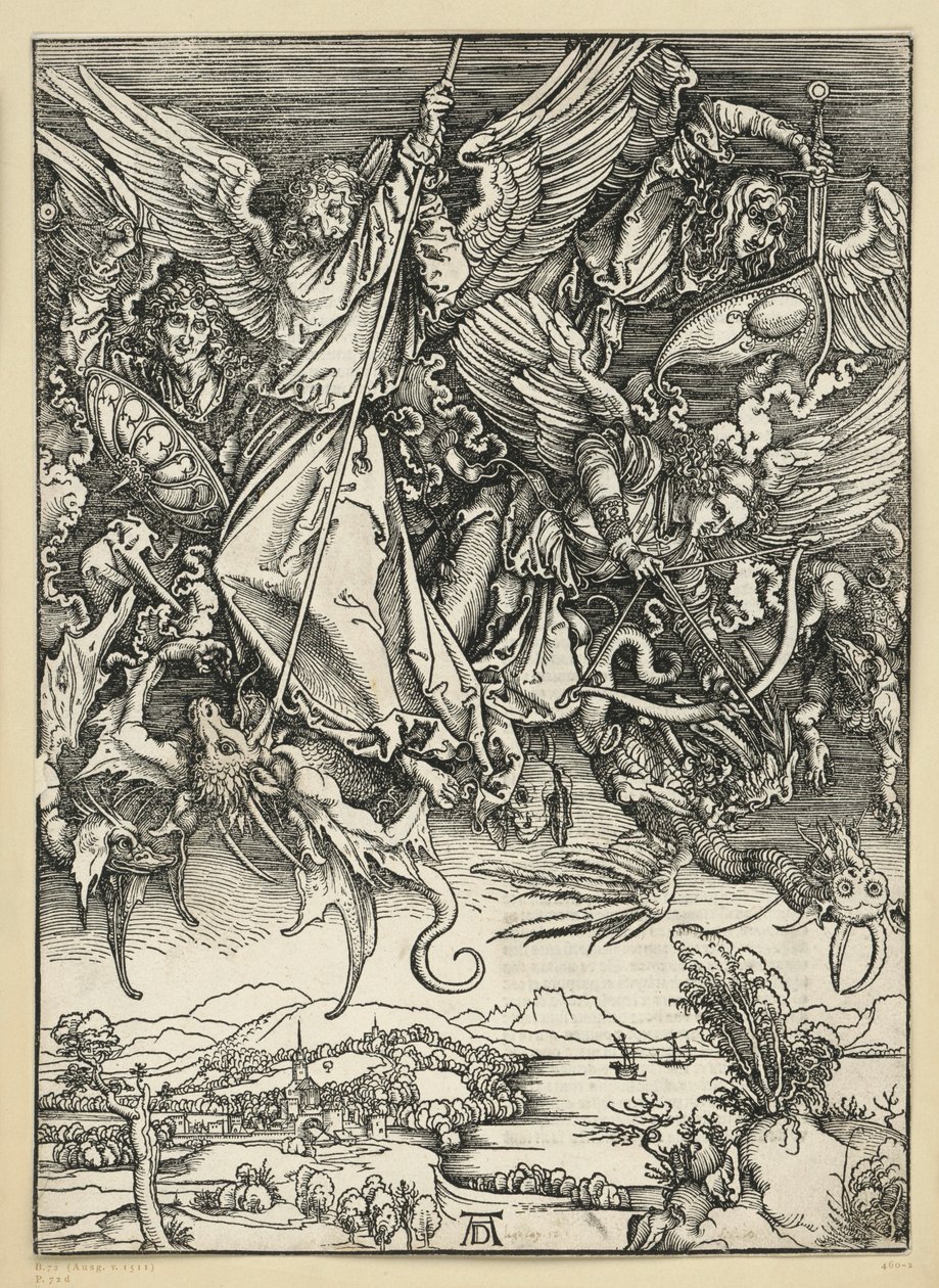 Mihály küzdelme a sárkánnyal (Apokalipszis) alkotó: Albrecht Dürer