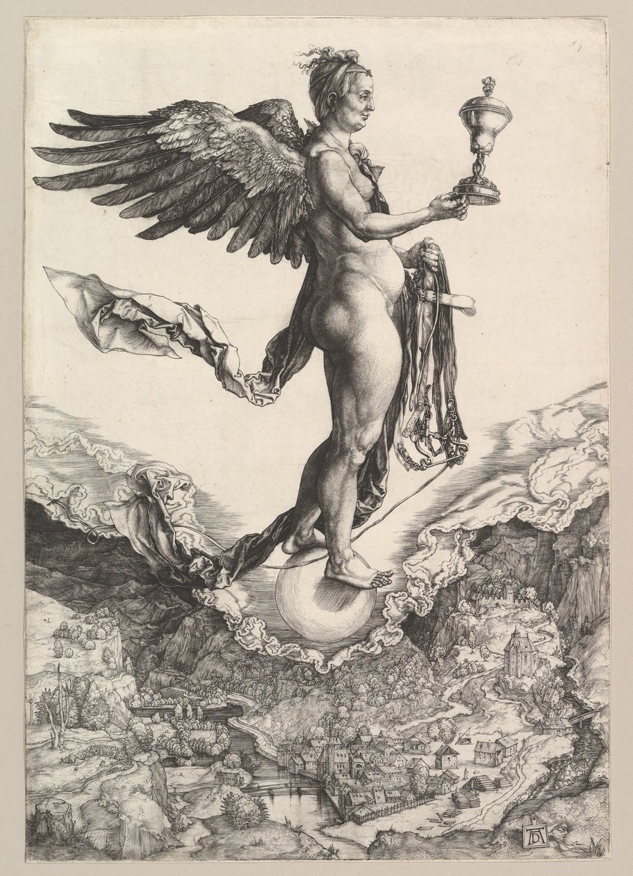 Nemezis A nagy szerencse, 1501-2. alkotó: Albrecht Dürer