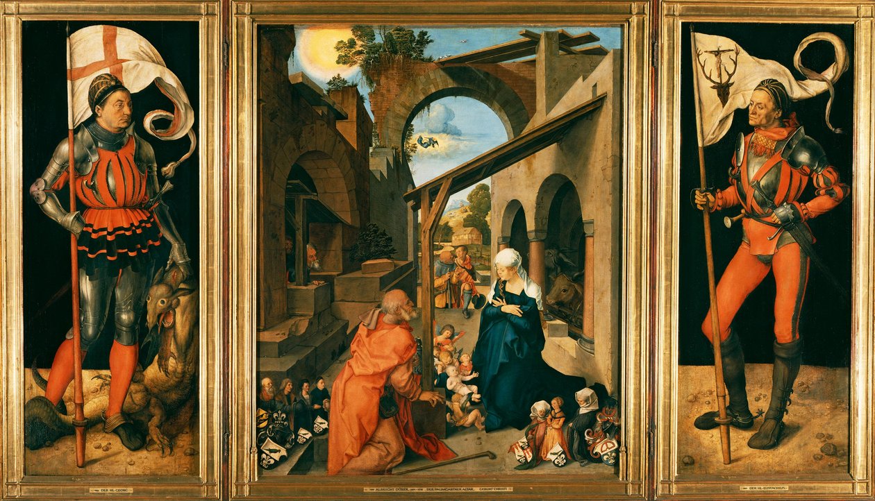 Paumgartner-oltár: Lukas Paumgartner Szent Euszták szerepében alkotó: Albrecht Dürer