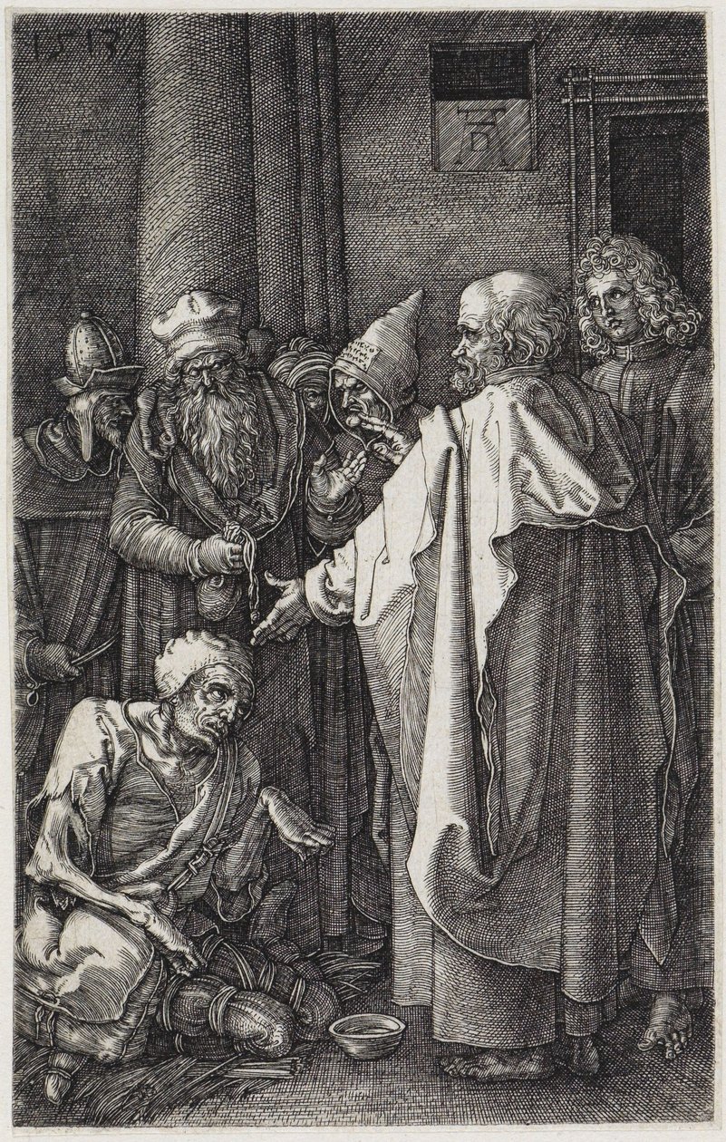 Péter és János meggyógyítják a sántát alkotó: Albrecht Dürer