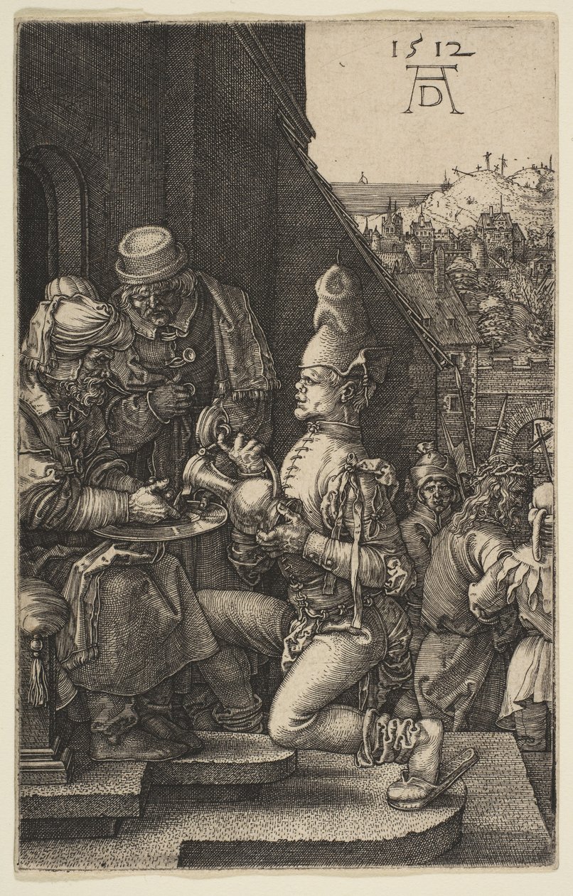 Pilátus kezet mos, a Passióból, 1512. alkotó: Albrecht Dürer