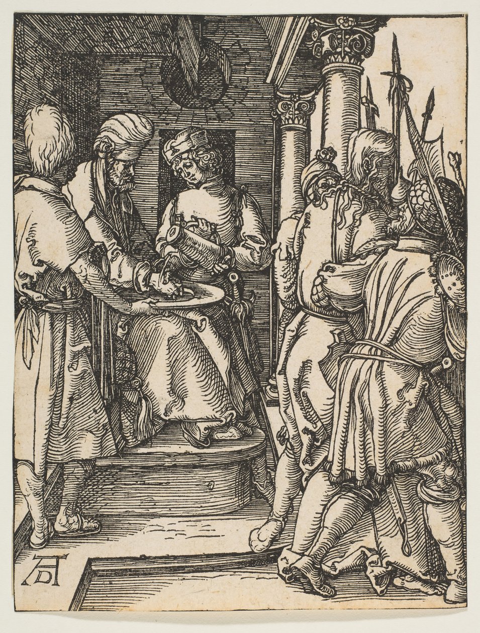 Pilátus kezet mos, A kis szenvedélyből, kb. 1509. alkotó: Albrecht Dürer