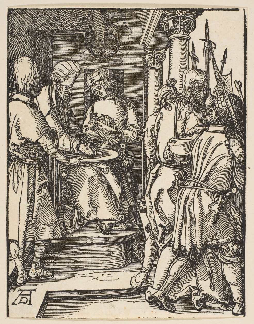 Pilátus kezet mos, A kis szenvedélyből, kb. 1509. alkotó: Albrecht Dürer