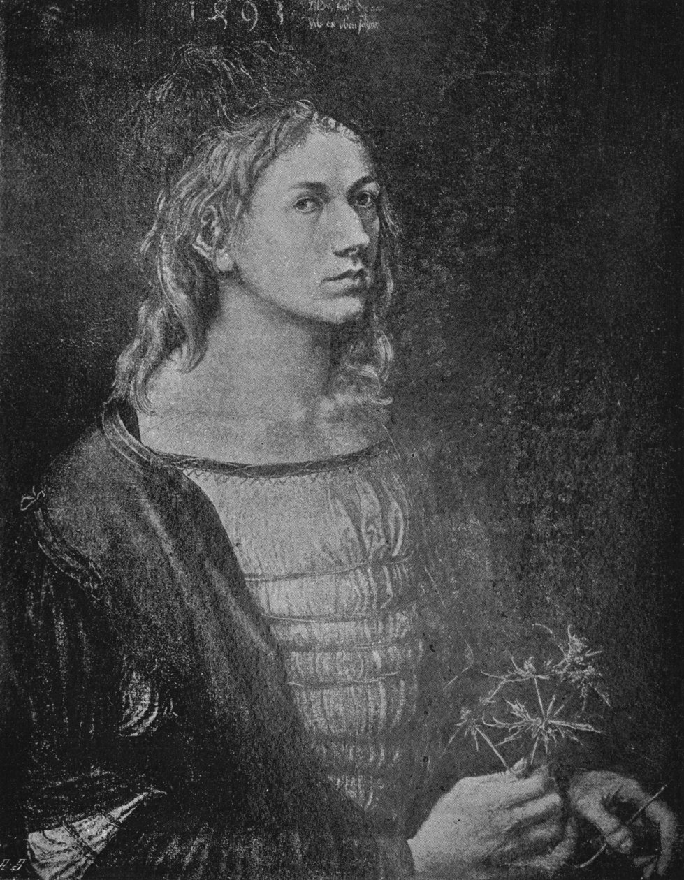 Bogáncsot tartó művész portréja, 1493, 1906 alkotó: Albrecht Dürer