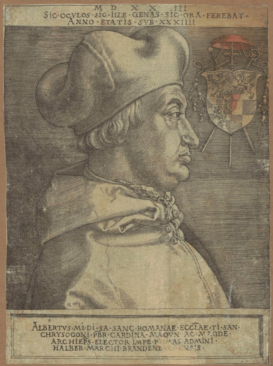 Albrecht von Brandenburg bíboros portréja (az úgynevezett Nagy Bíboros) alkotó: Albrecht Dürer
