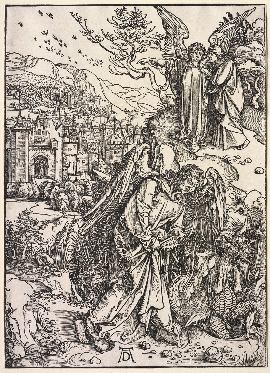 Szent János kinyilatkoztatása: Angyal a feneketlen gödör kulcsával alkotó: Albrecht Dürer
