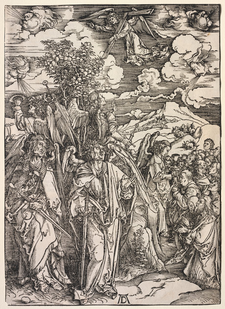 Szent János kinyilatkoztatása: Négy angyal feltartja a szeleket alkotó: Albrecht Dürer