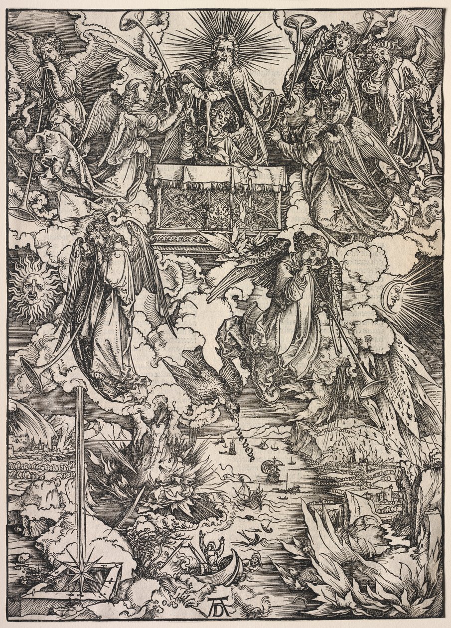 Szent János kinyilatkoztatása: Hét angyal trombitákkal alkotó: Albrecht Dürer