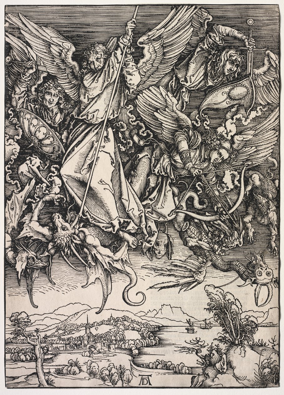 Szent János kinyilatkoztatása: Szent Mihály harcol a sárkánnyal alkotó: Albrecht Dürer