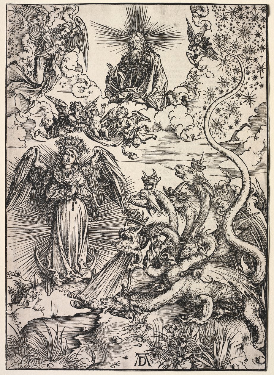 Szent János kinyilatkoztatása: A napba öltözött nő, 1511. alkotó: Albrecht Dürer