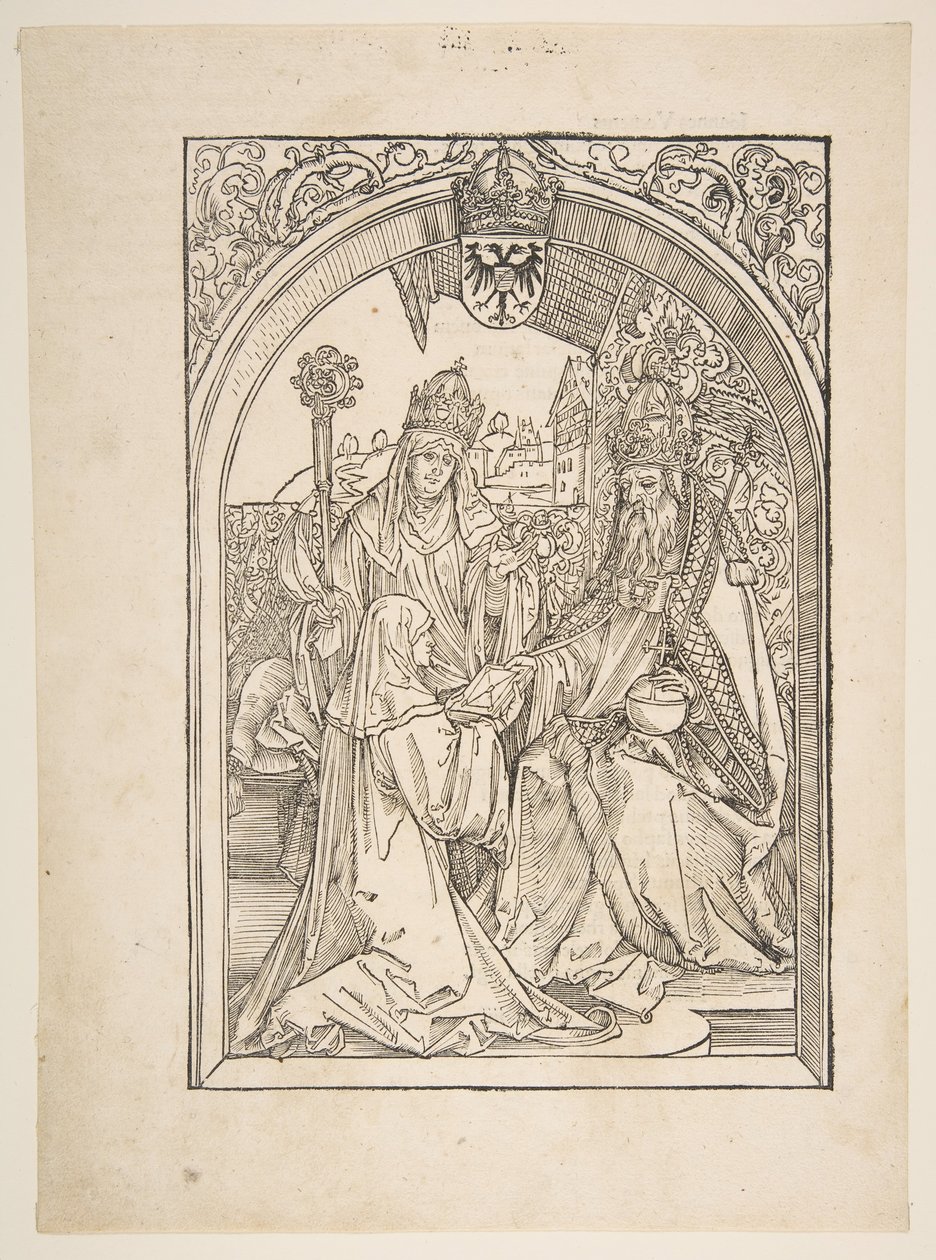 Rosvitha a Vígjátékokat bemutató I. Ottó császárnak. Illusztráció az Opera Hrosvi....n.d. alkotó: Albrecht Dürer