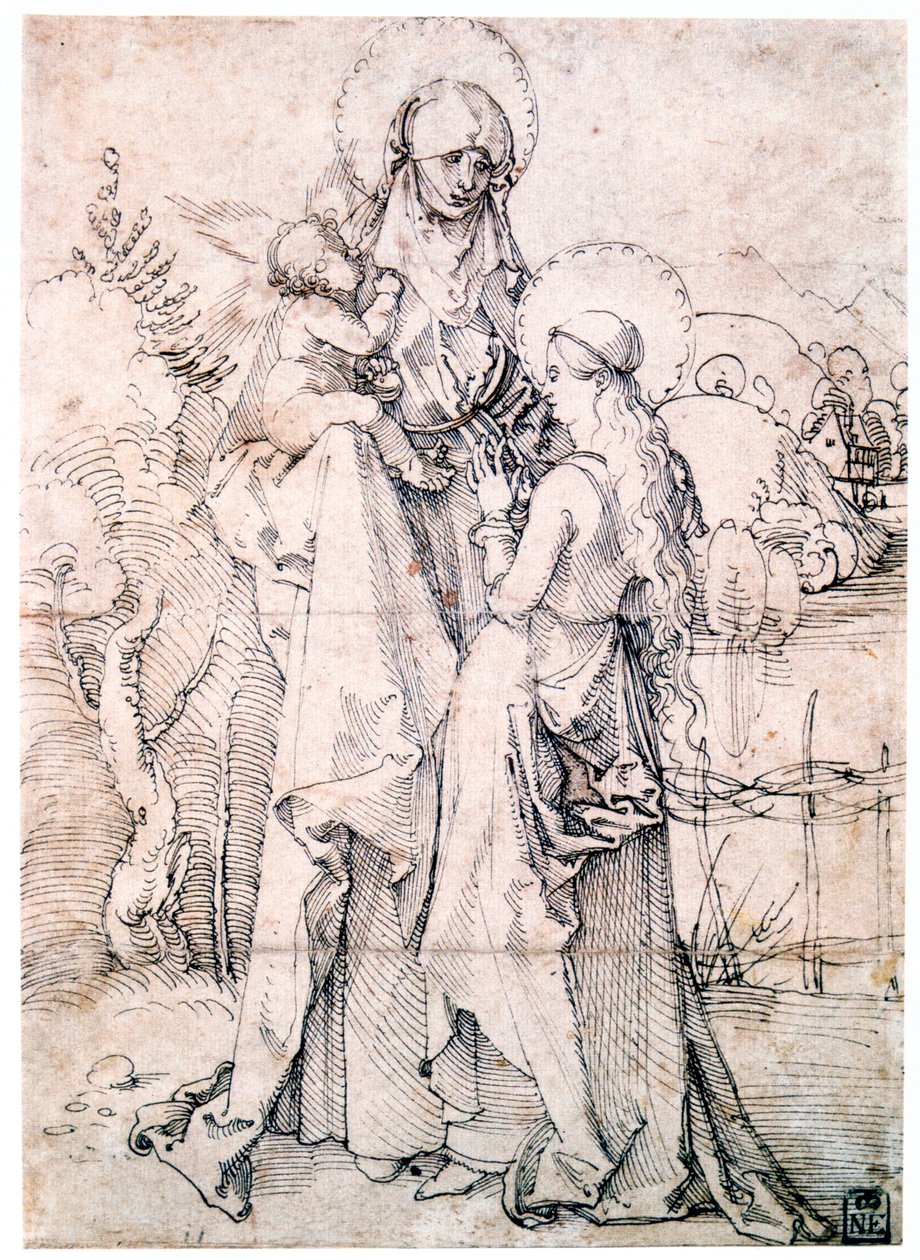 Szent Anna gyermekével és Szűz Máriával, 1500 alkotó: Albrecht Dürer