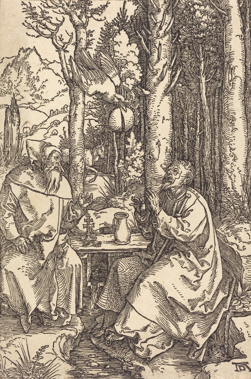 Szent Antal és Szent Pál a vadonban, c. 1504. alkotó: Albrecht Dürer
