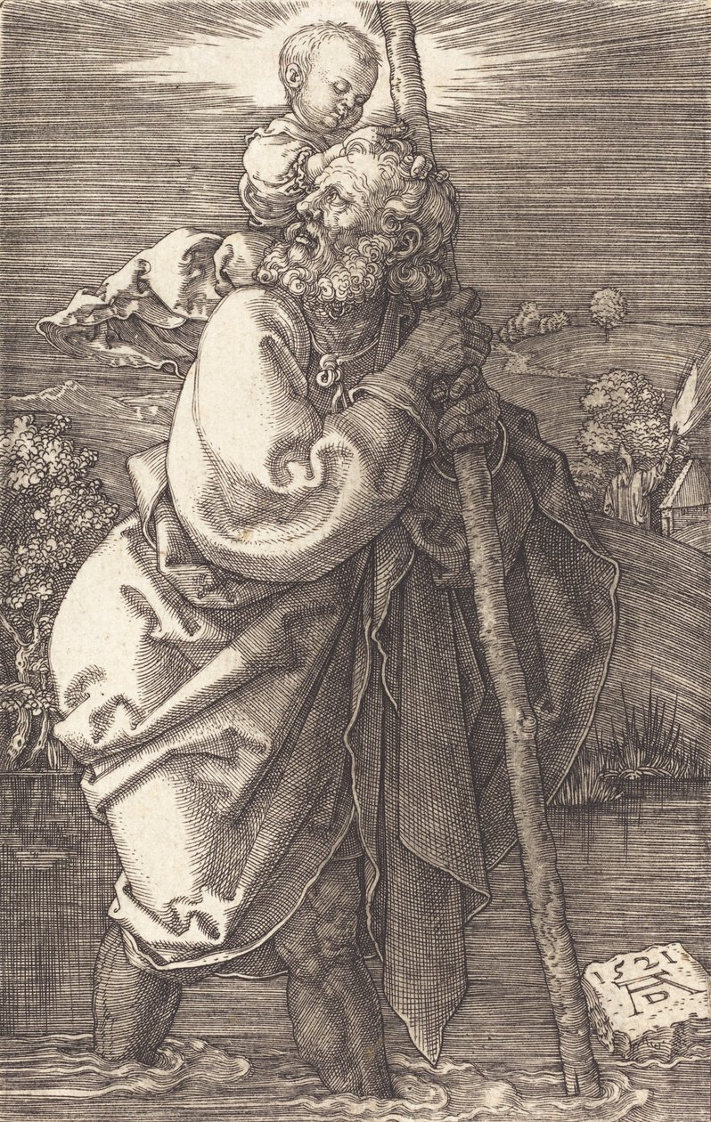 Szent Kristóf balra néz, 1521. alkotó: Albrecht Dürer