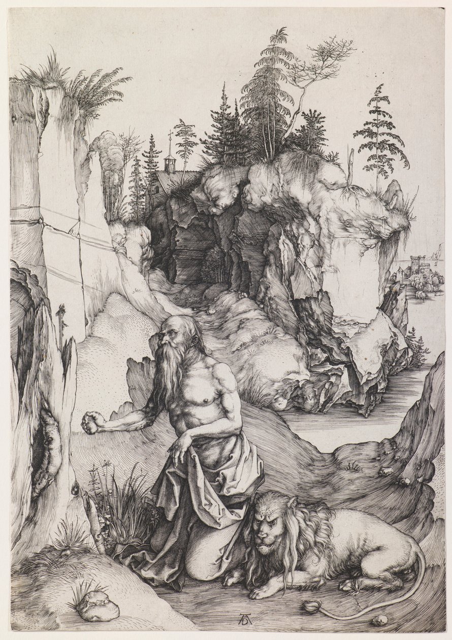 Bűnbánó Szent Jeromos a pusztában alkotó: Albrecht Dürer