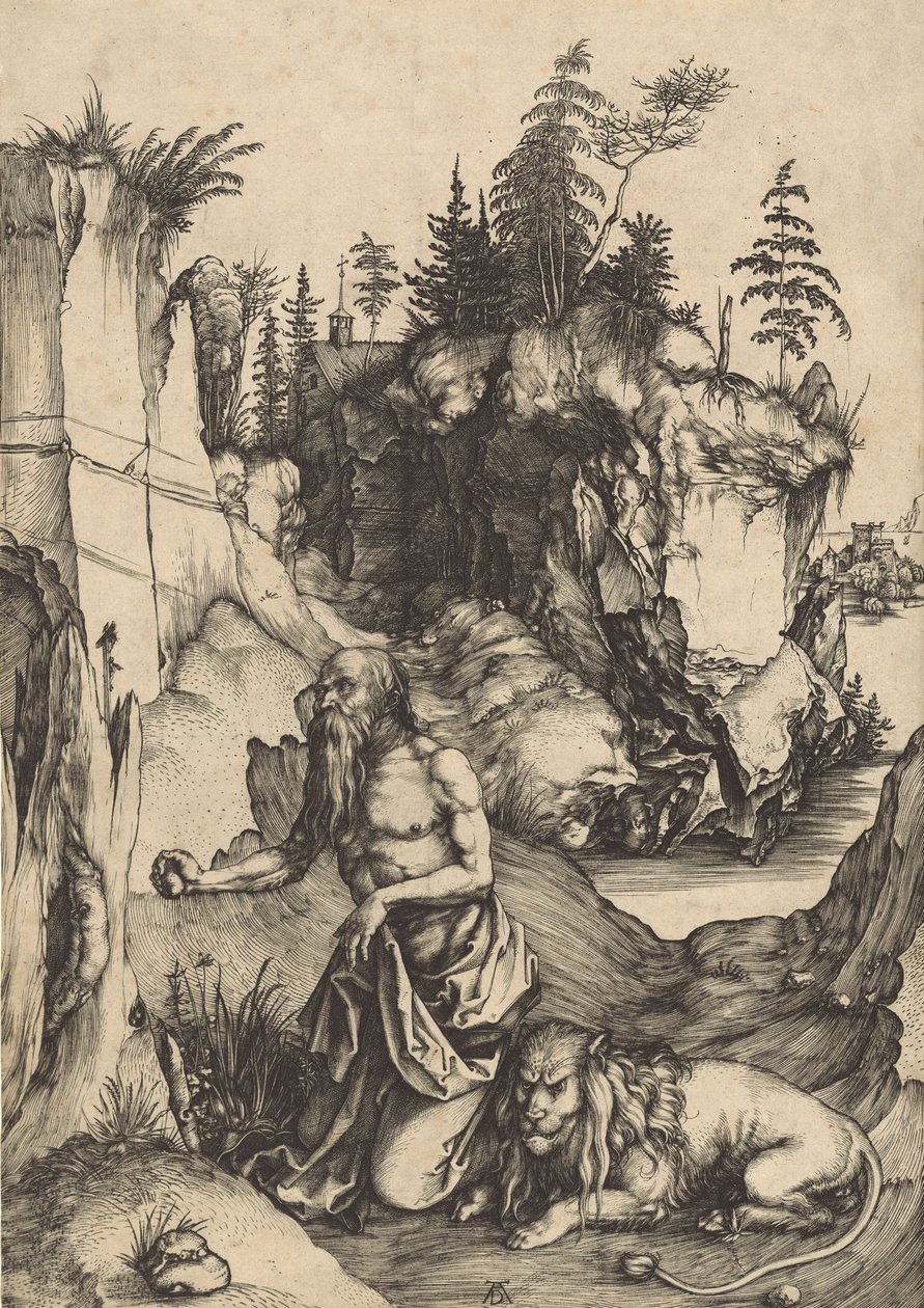 Szent Jeromos bűnbánó a vadonban, c. 1496. alkotó: Albrecht Dürer
