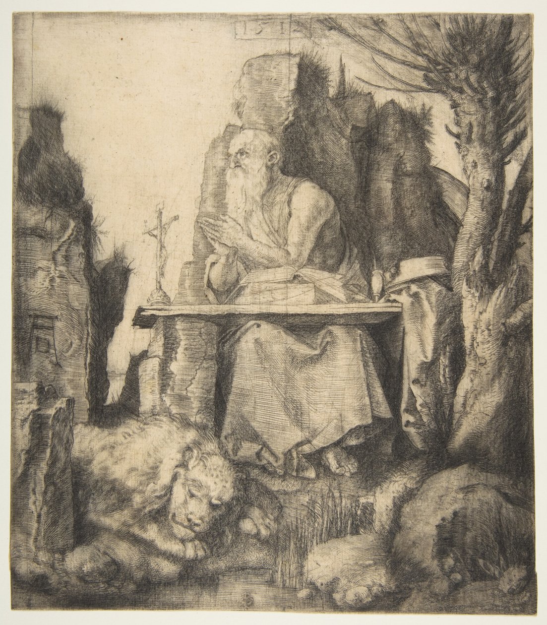 Szent Jeromos a metszett fűzfa mellett alkotó: Albrecht Dürer