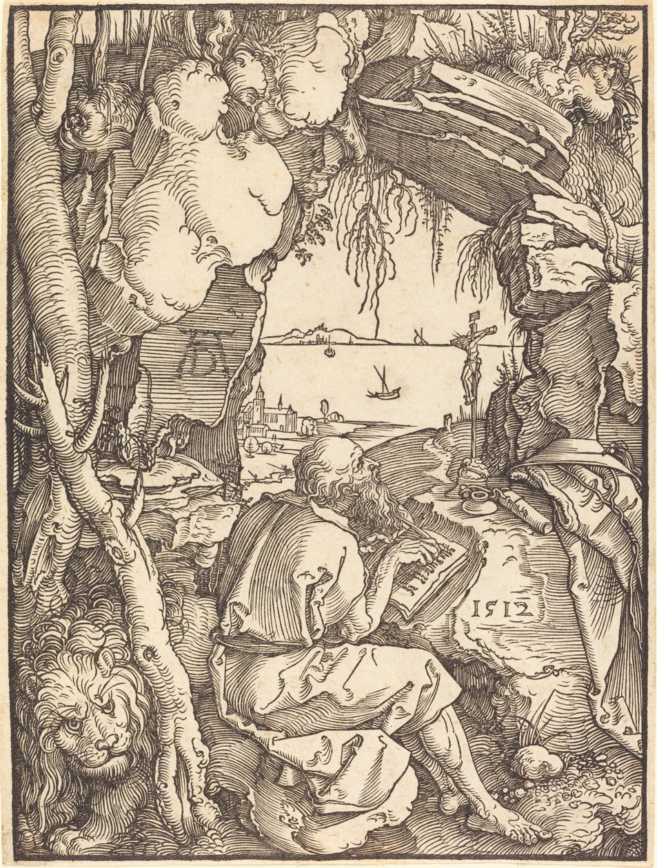 Szent Jeromos egy barlangban alkotó: Albrecht Dürer