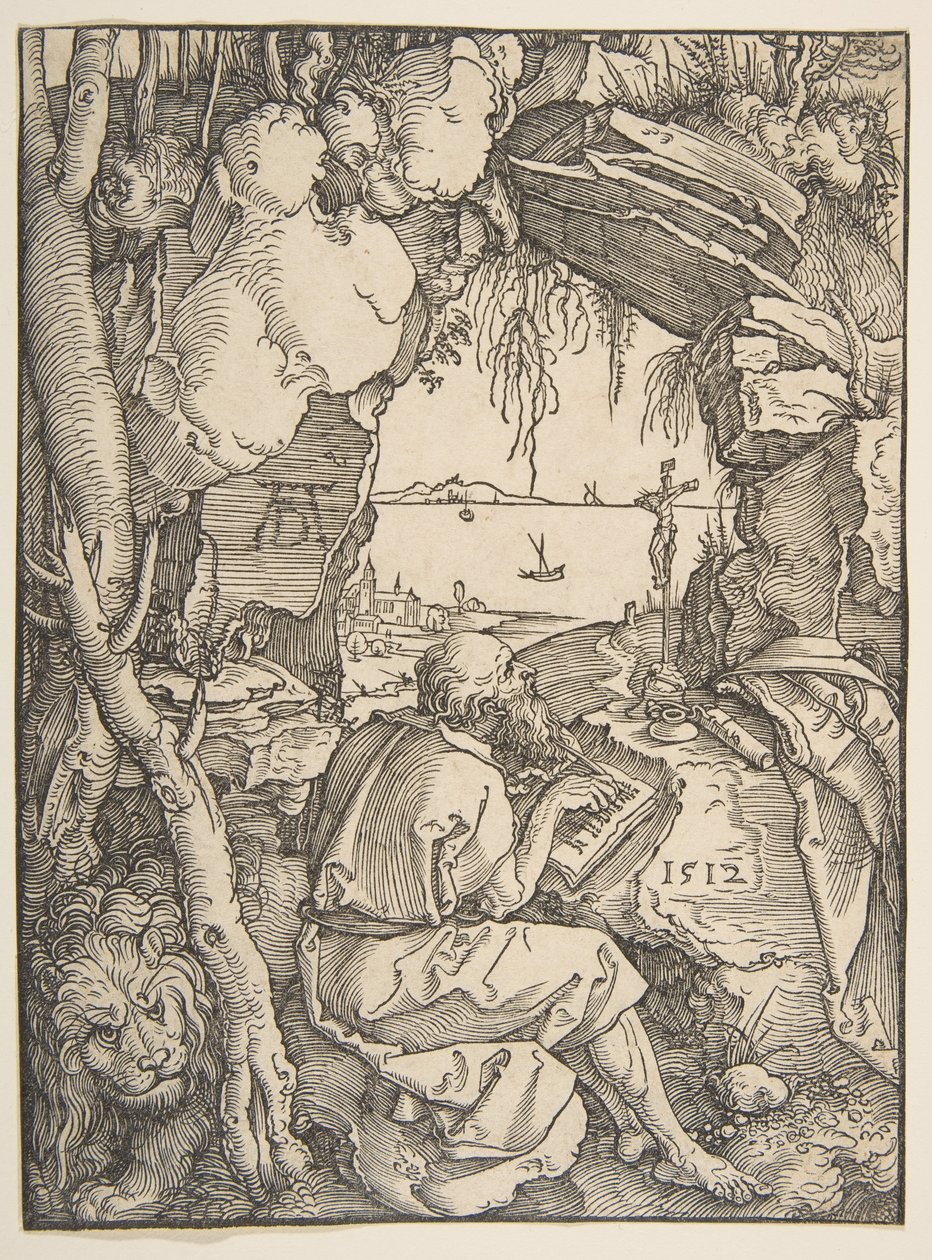 Szent Jeromos egy barlangban, 1512. alkotó: Albrecht Dürer