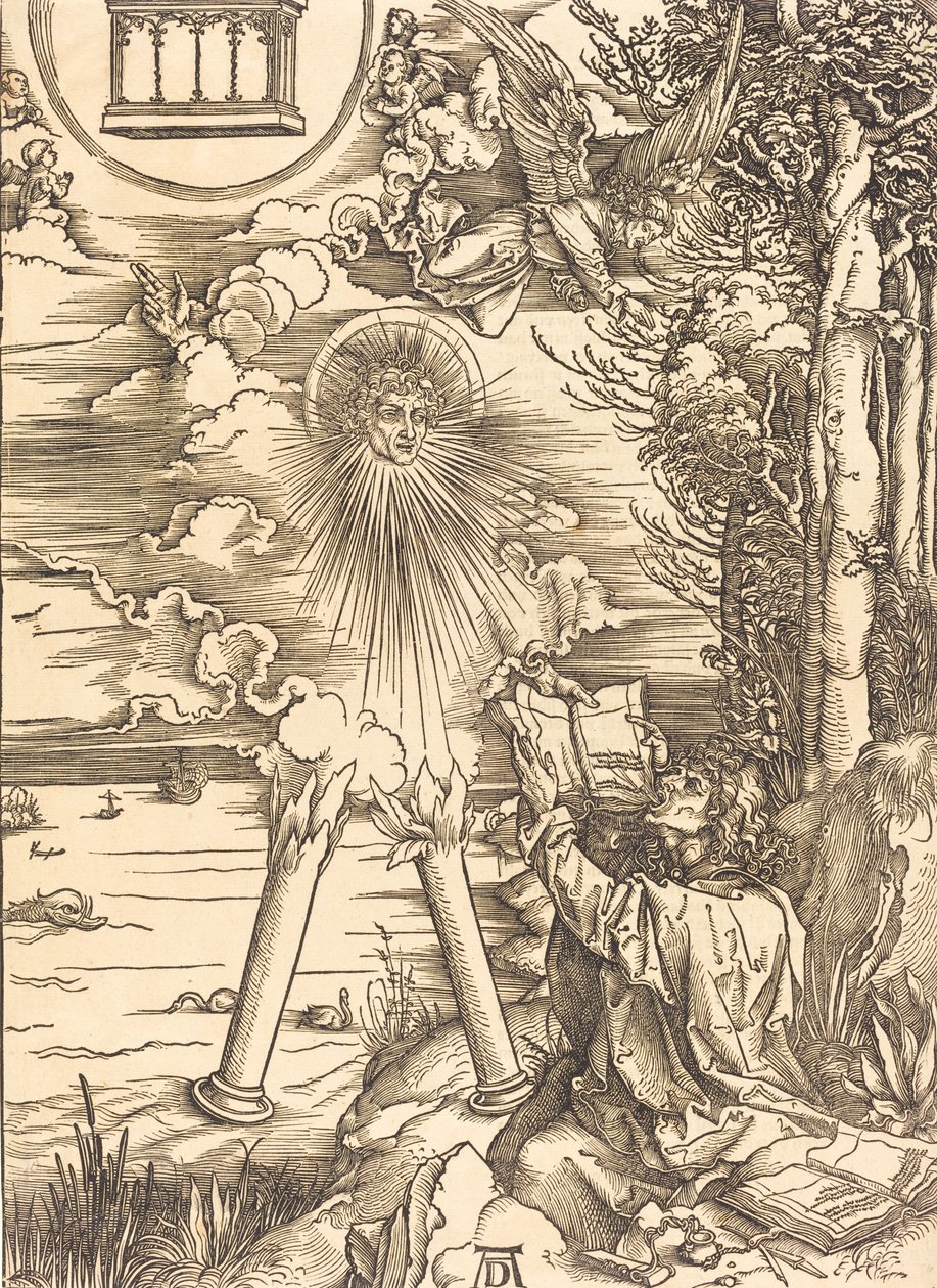 Szent János, aki felfalja a könyvet, valószínűleg c. 14961498. alkotó: Albrecht Dürer