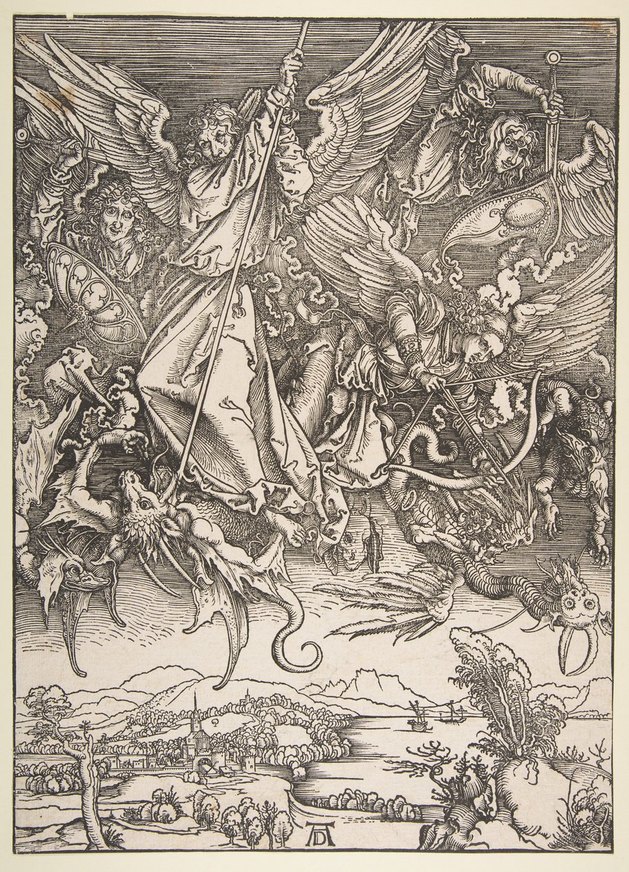 Szent Mihály a sárkánnyal harcolva, „A Jelenések könyve” című műből alkotó: Albrecht Dürer