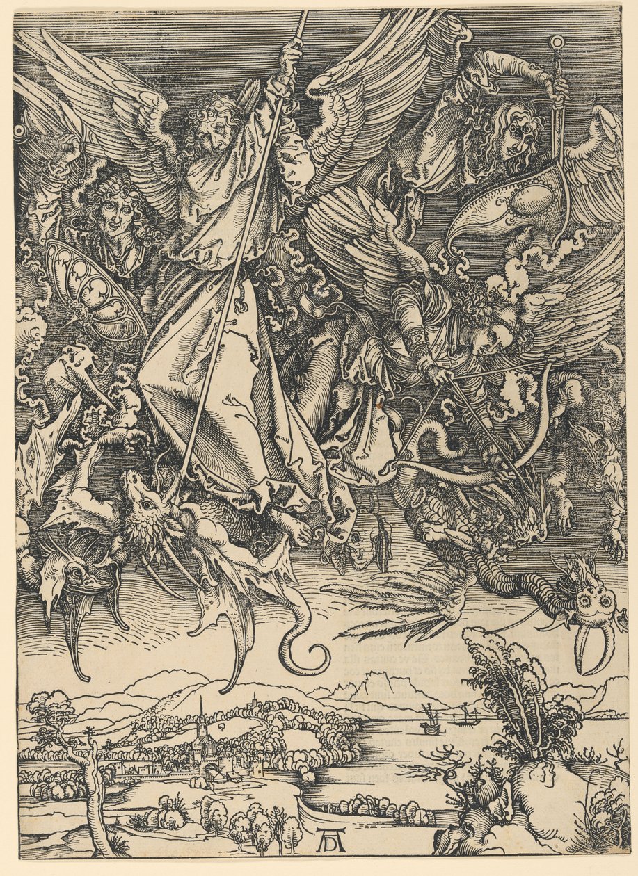 Szent Mihály a sárkánnyal harcolva, „Az Apokalipszis” című sorozatból alkotó: Albrecht Dürer