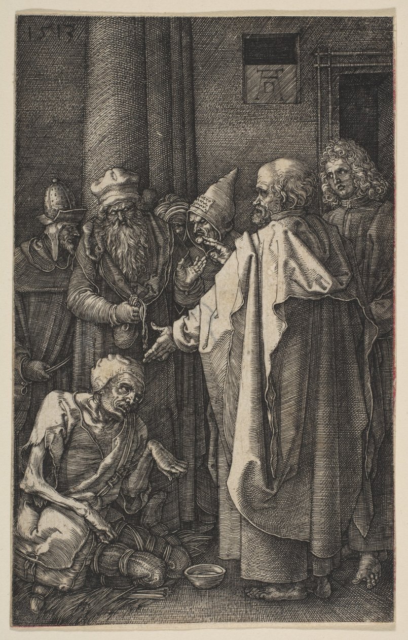 Szent Péter és Szent János a templom kapujánál, „A passió”-ból alkotó: Albrecht Dürer