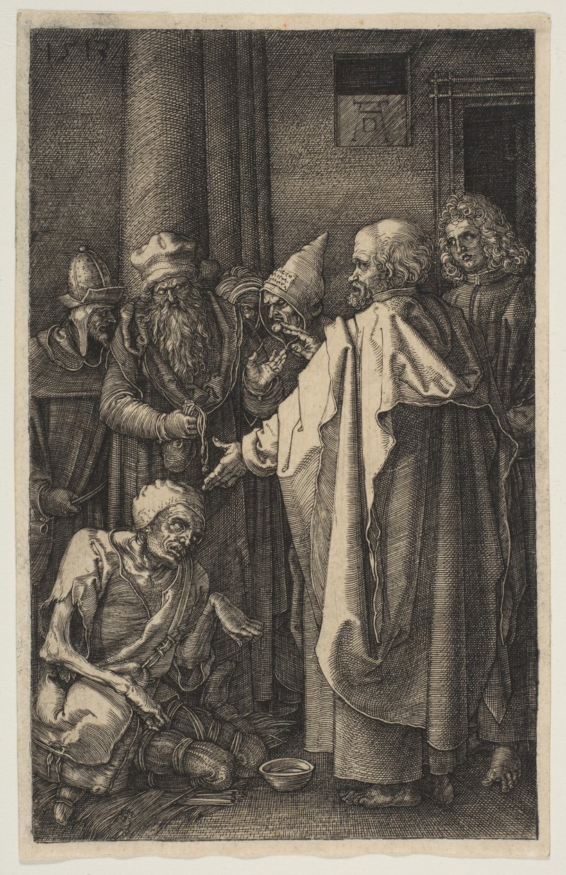 Szent Péter és Szent János a templom kapujában, a Passióból, 1513. alkotó: Albrecht Dürer