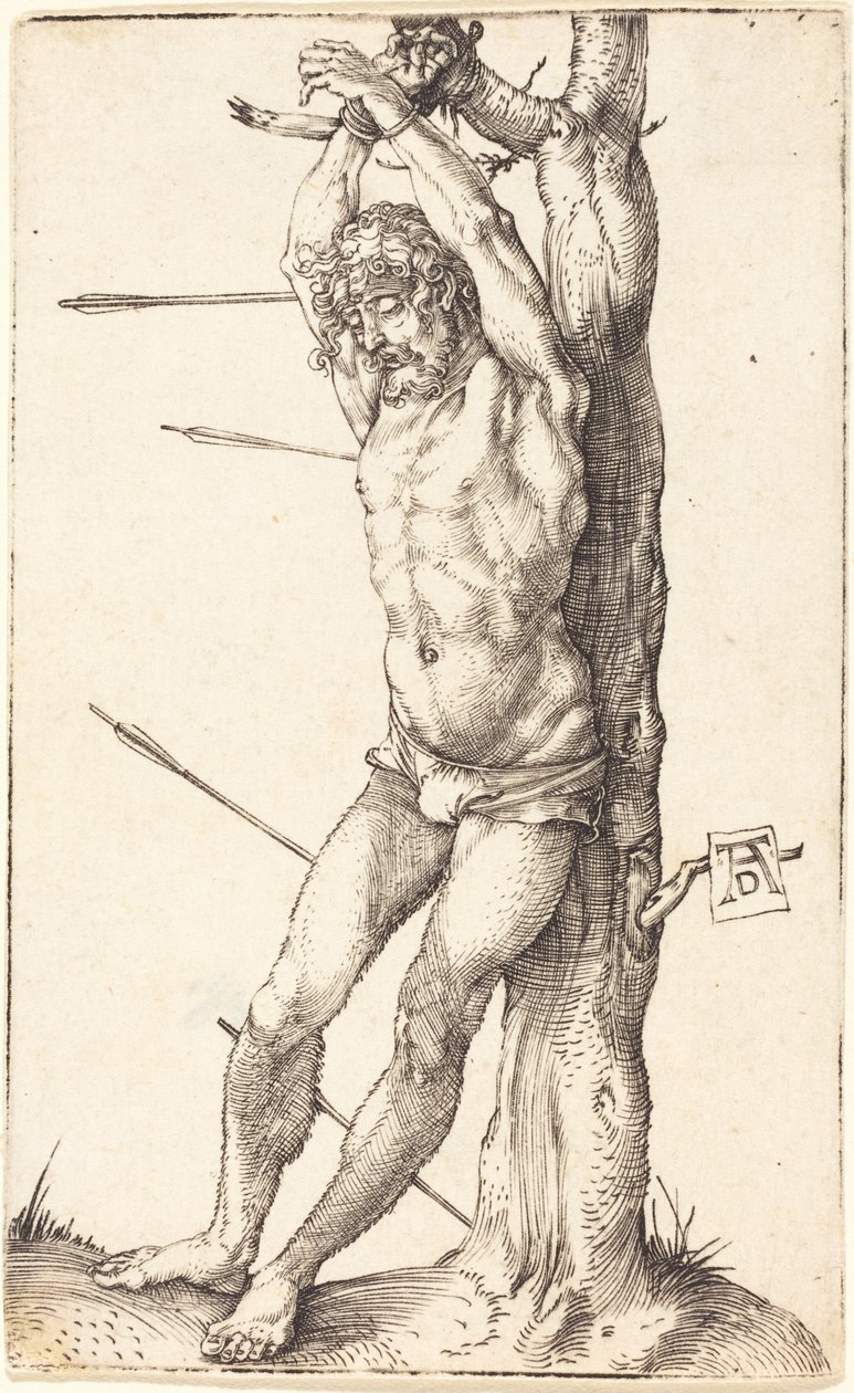A fához kötözött Szent Sebestyén alkotó: Albrecht Dürer