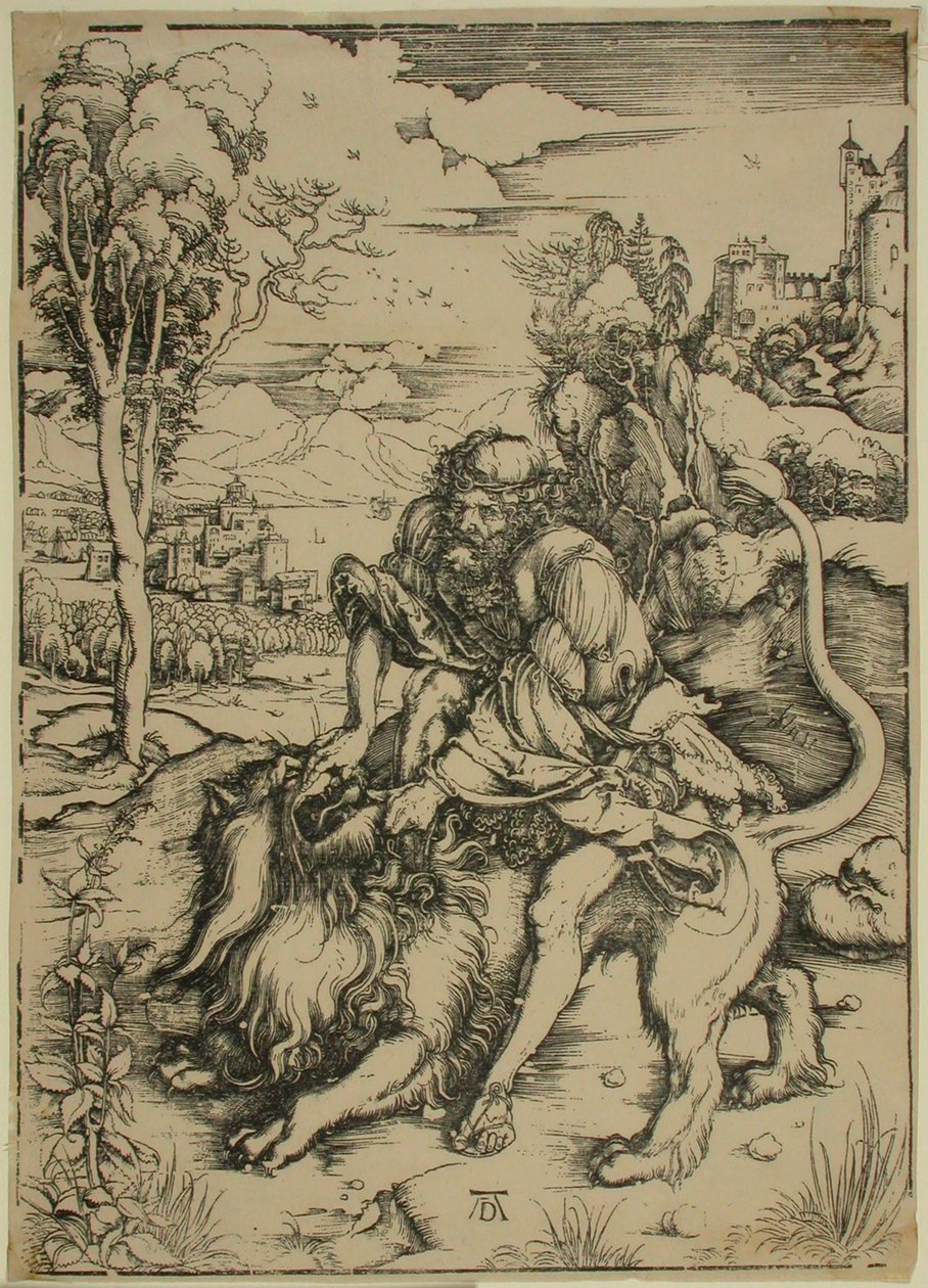 Sámson az oroszlánnal küzd alkotó: Albrecht Dürer