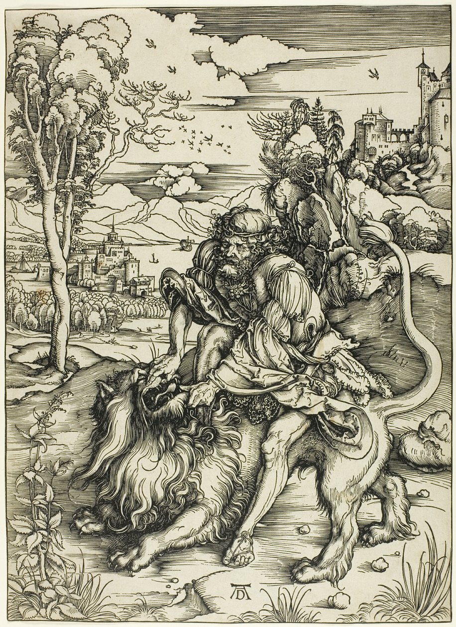 Sámson, aki az oroszlánt bontja alkotó: Albrecht Dürer