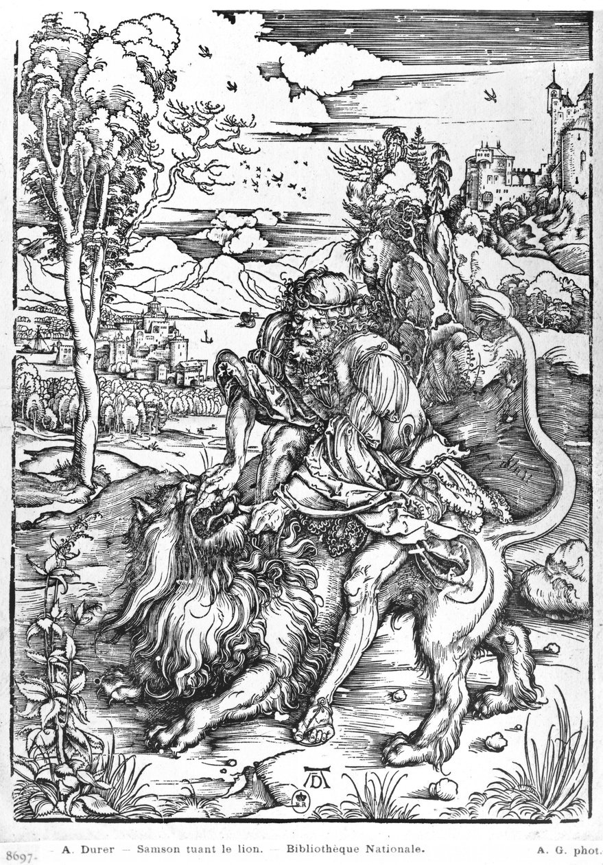 Sámson megöli az oroszlánt, 1496-98 körül alkotó: Albrecht Dürer
