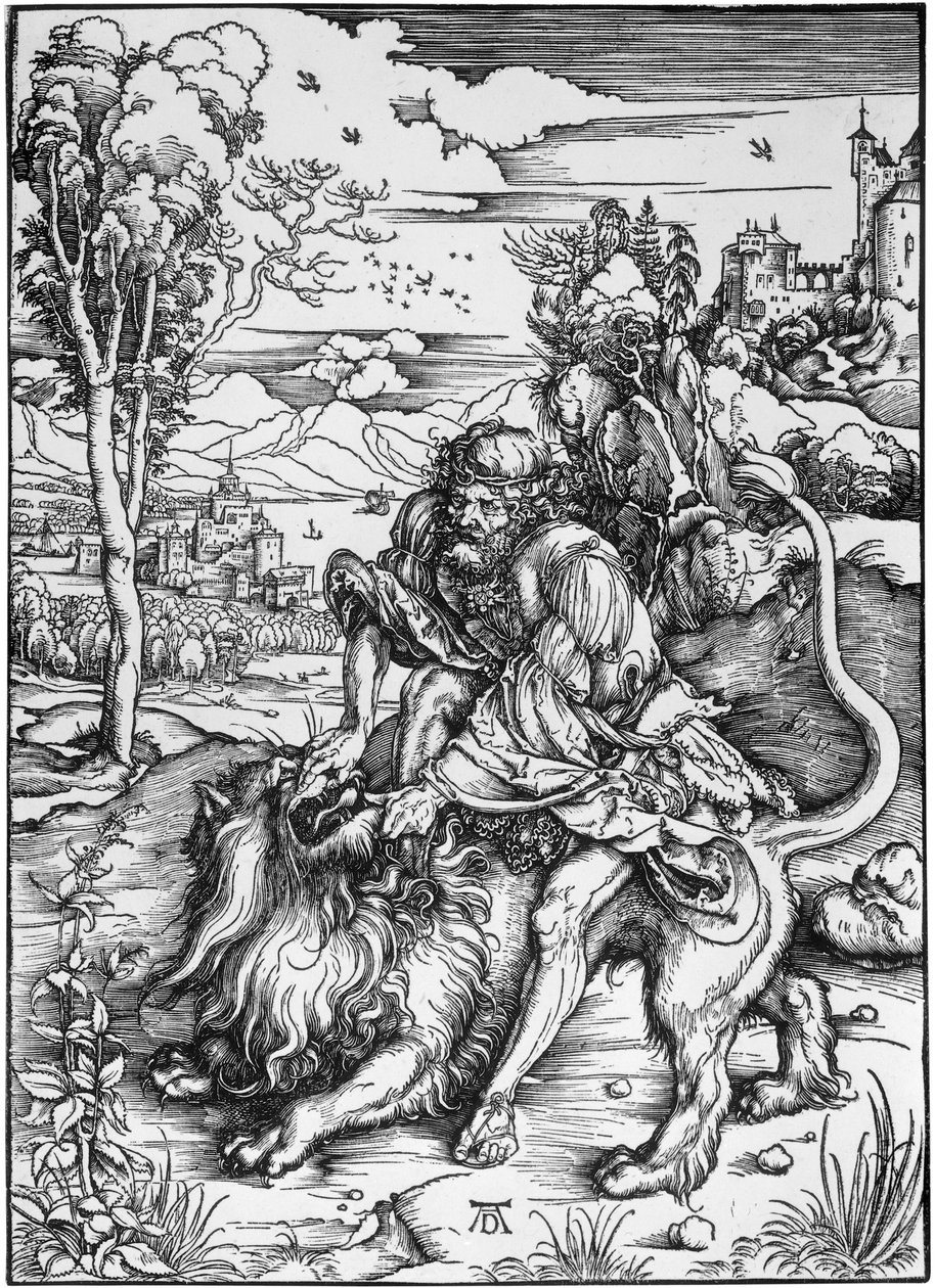 Sámson megöli az oroszlánt alkotó: Albrecht Dürer