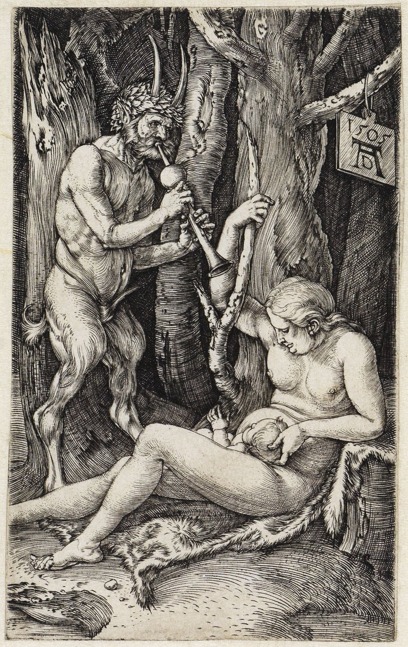 Szatír és nimfa (A szatír családja) alkotó: Albrecht Dürer