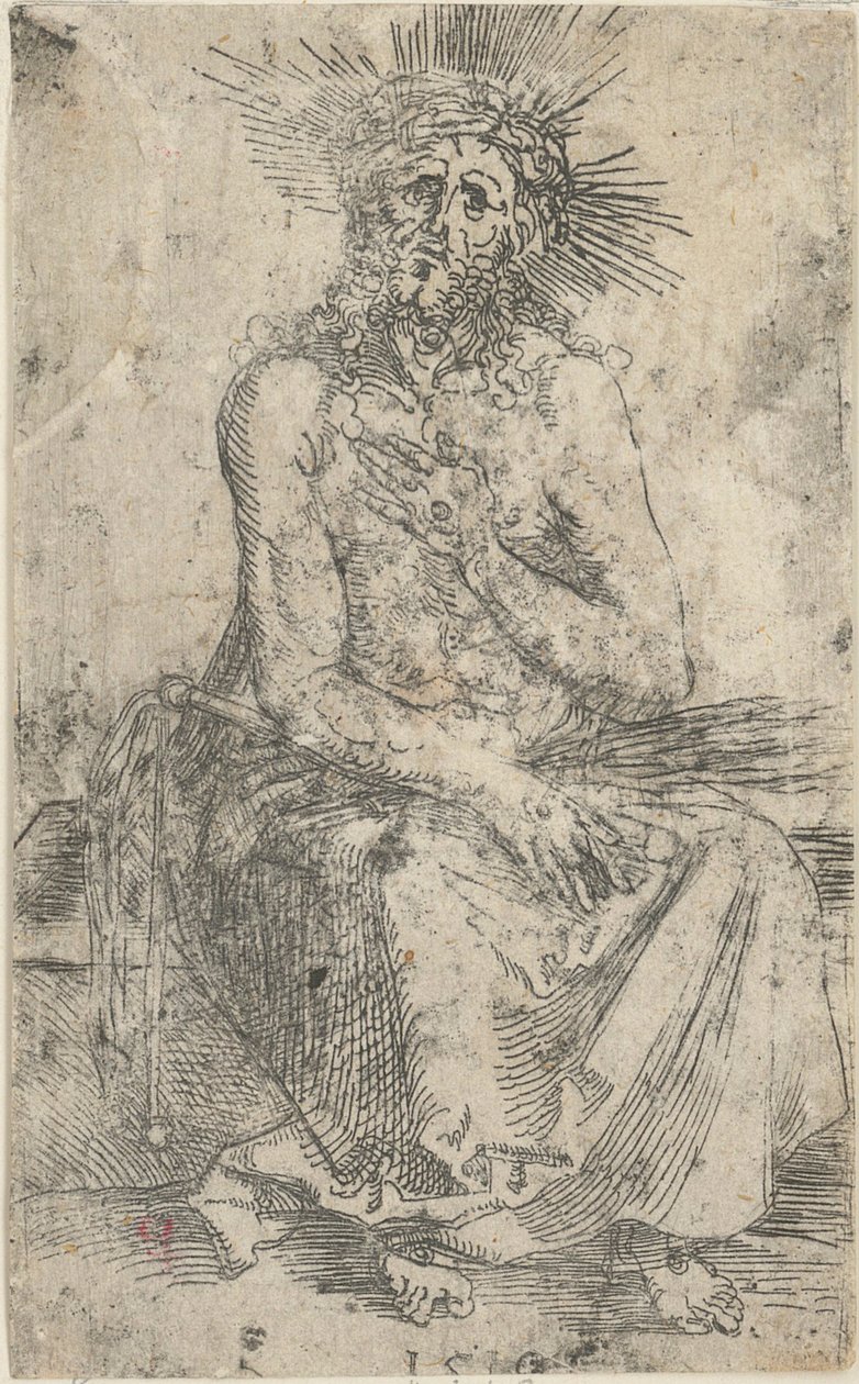 Fájdalmak férfia, ülve alkotó: Albrecht Dürer