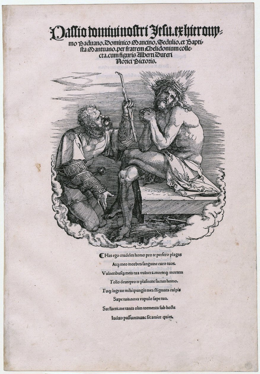 A Fájdalom Embere és a zsoldos, 1. lap [címlap] a „Die Grosse Passion” című sorozatból alkotó: Albrecht Dürer
