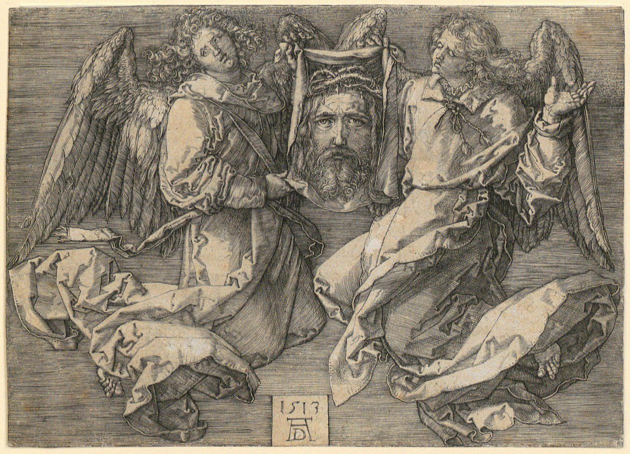 Két angyal által tartott kendő alkotó: Albrecht Dürer