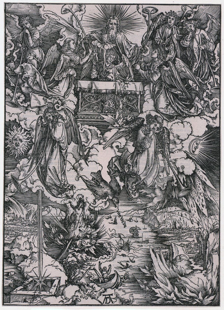 Hét harsonás angyal, VI. alak, „Az apokalipszis” sorozat 8. lapja alkotó: Albrecht Dürer