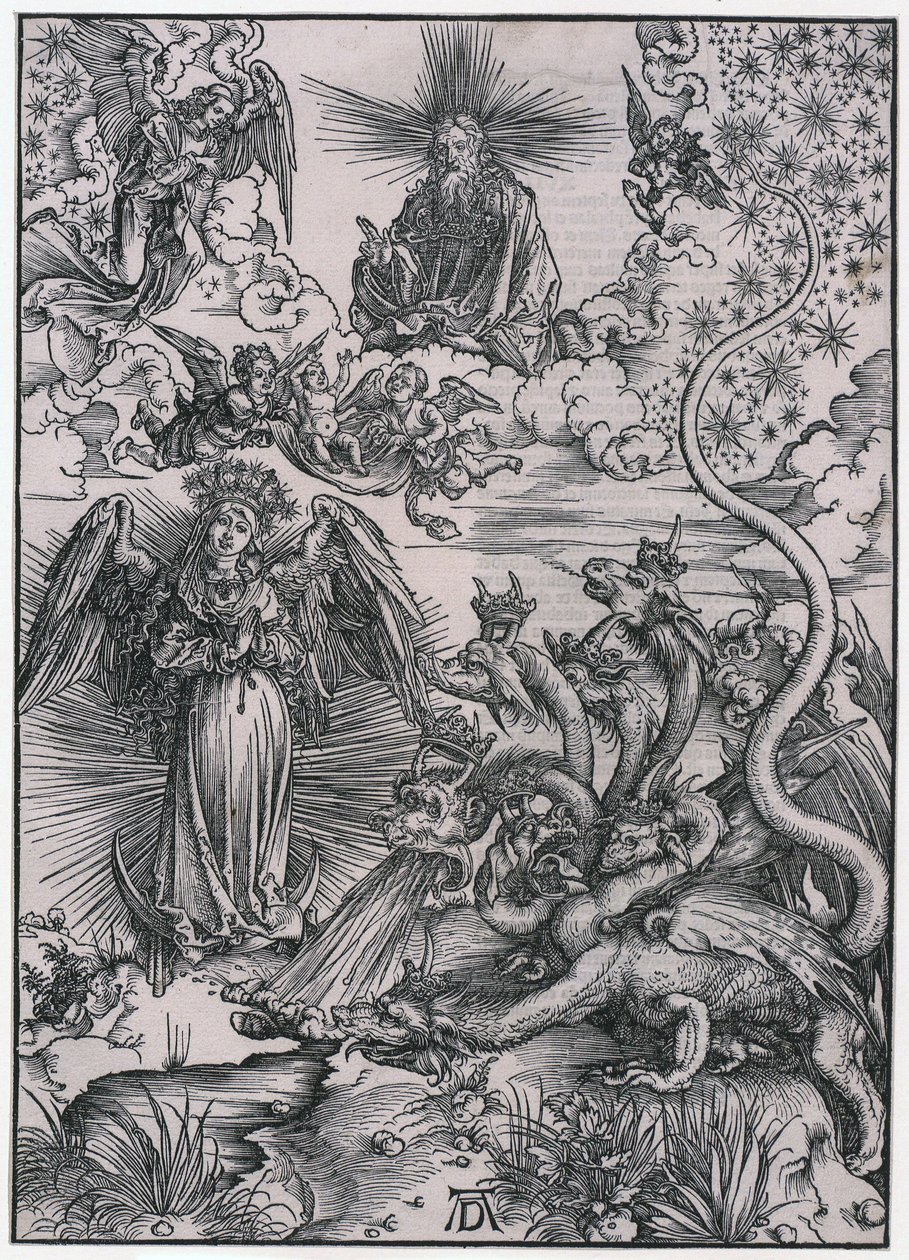 A Napasszony és a hétfejű sárkány, IX. alak, a „Jelenések” sorozat 11. lapja alkotó: Albrecht Dürer