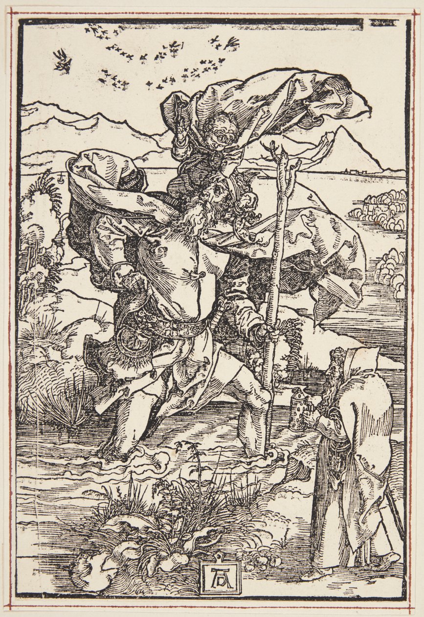 Szent Kristóf a vadonban madárrepüléssel alkotó: Albrecht Dürer
