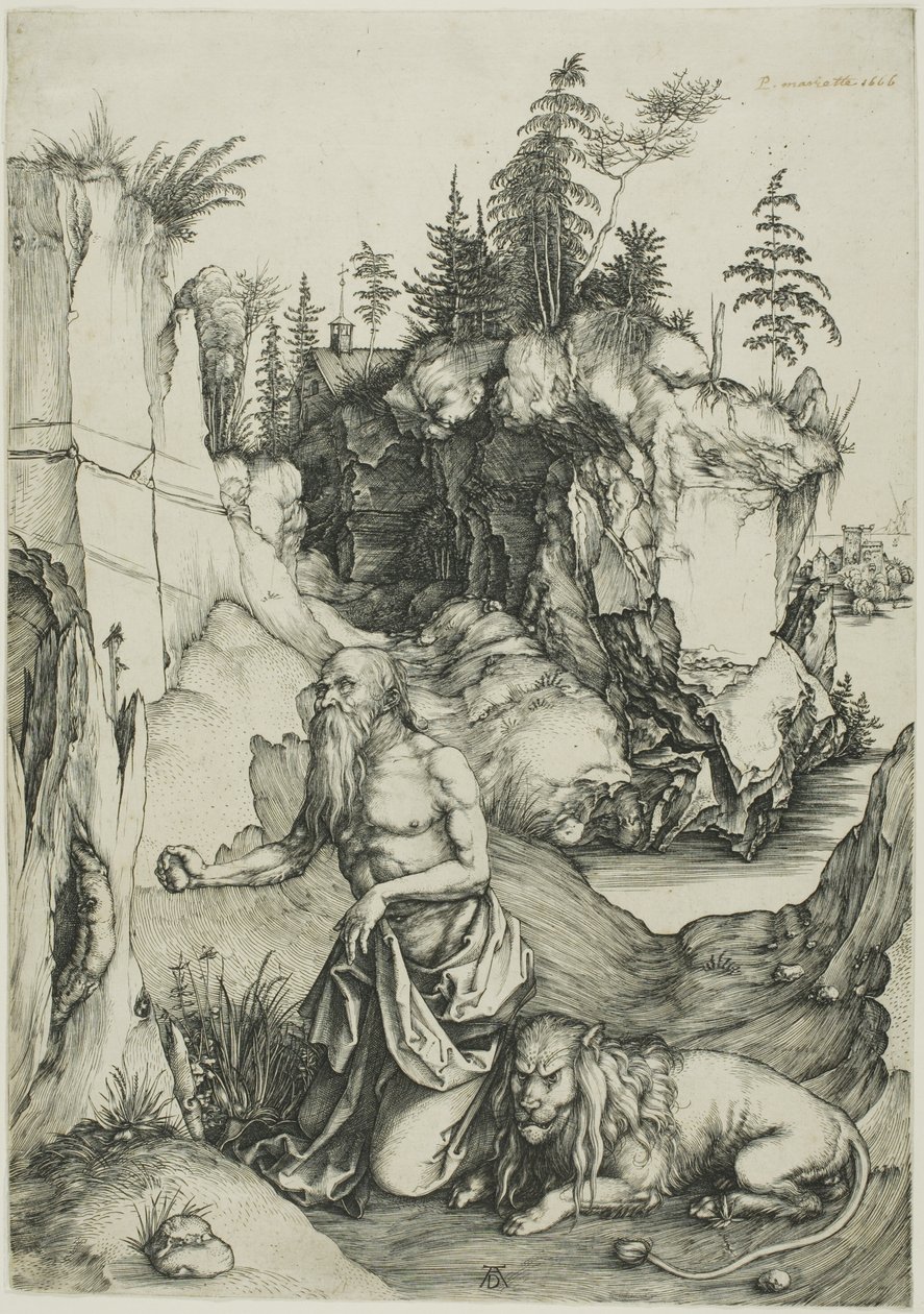 Szent Jeromos bűnbánó a vadonban alkotó: Albrecht Dürer