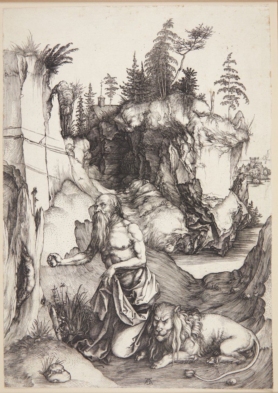 Szent Jeromos bűnbánó a pusztában alkotó: Albrecht Dürer