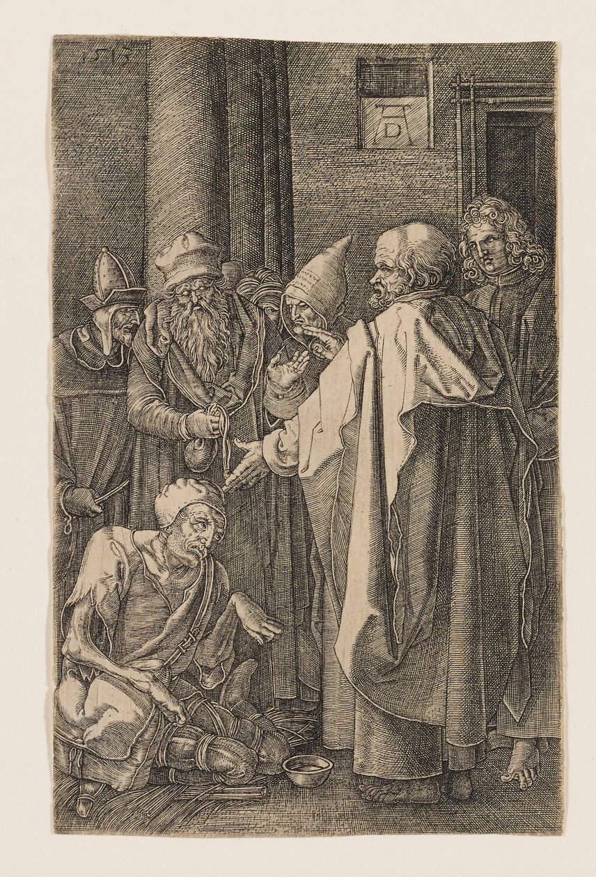 Szent Péter és Szent János meggyógyít egy nyomorékot a templom kapujánál alkotó: Albrecht Dürer
