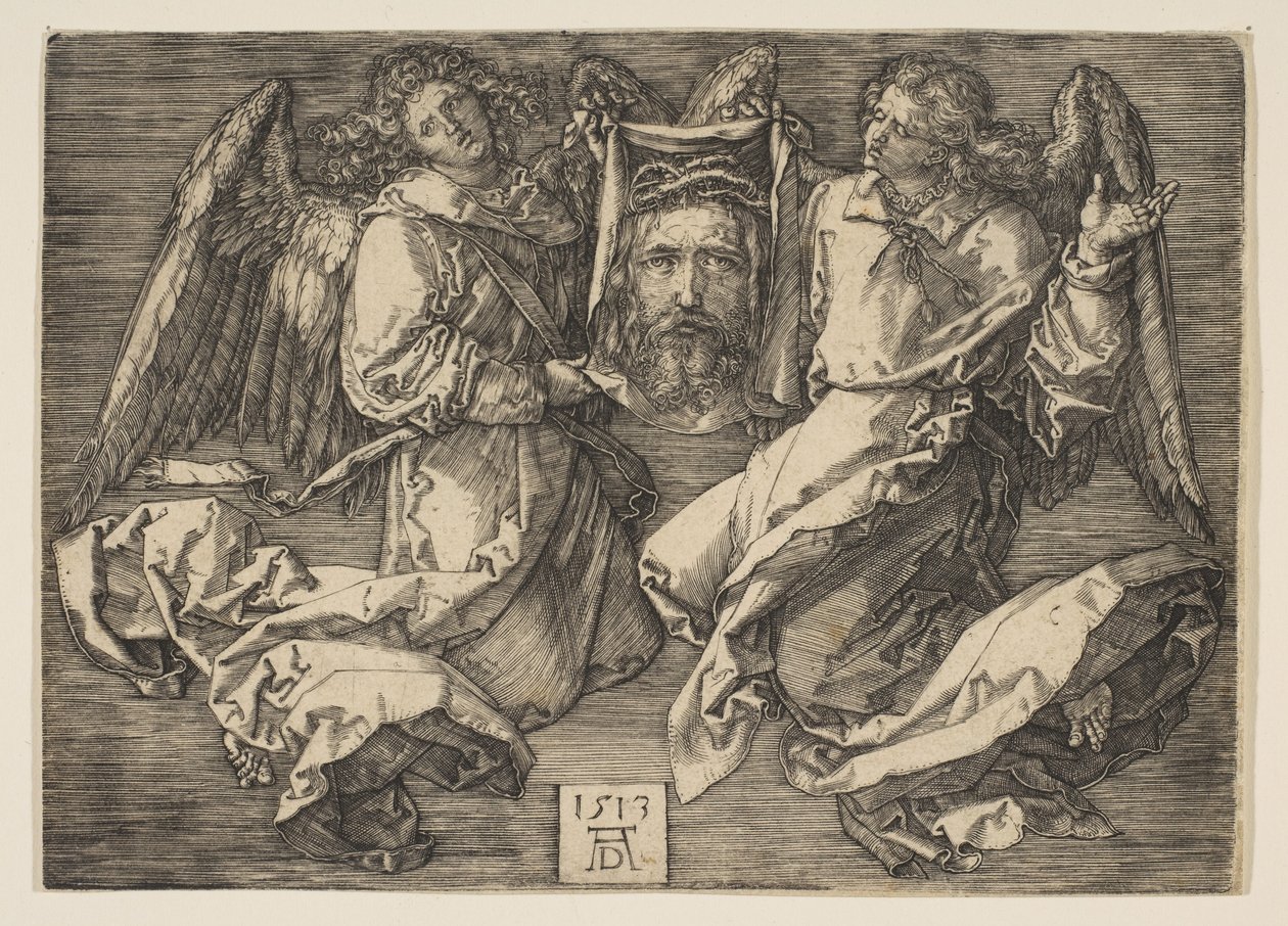 Két angyal által tartott kendő alkotó: Albrecht Dürer