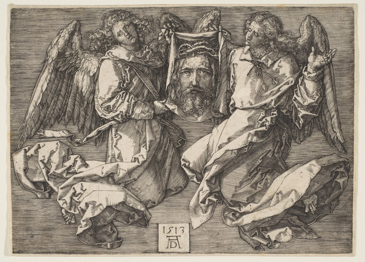 Két angyal által tartott verítékkendő alkotó: Albrecht Dürer