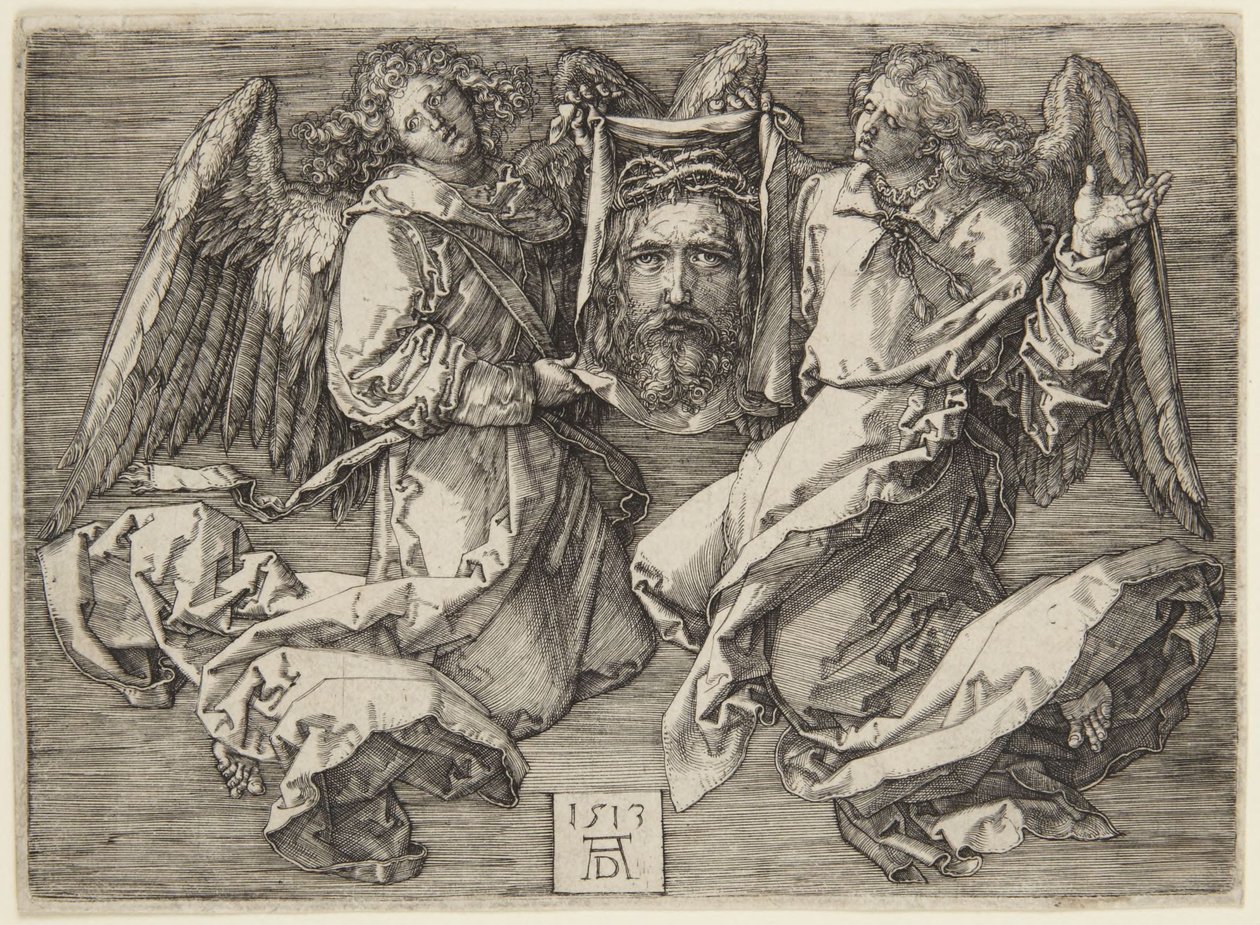 Két angyal által tartott verítékkendő alkotó: Albrecht Dürer