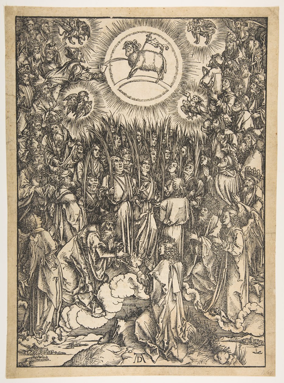 A Bárány imádása, Az Apokalipszisből, latin kiadás, 1511, 1511. alkotó: Albrecht Dürer