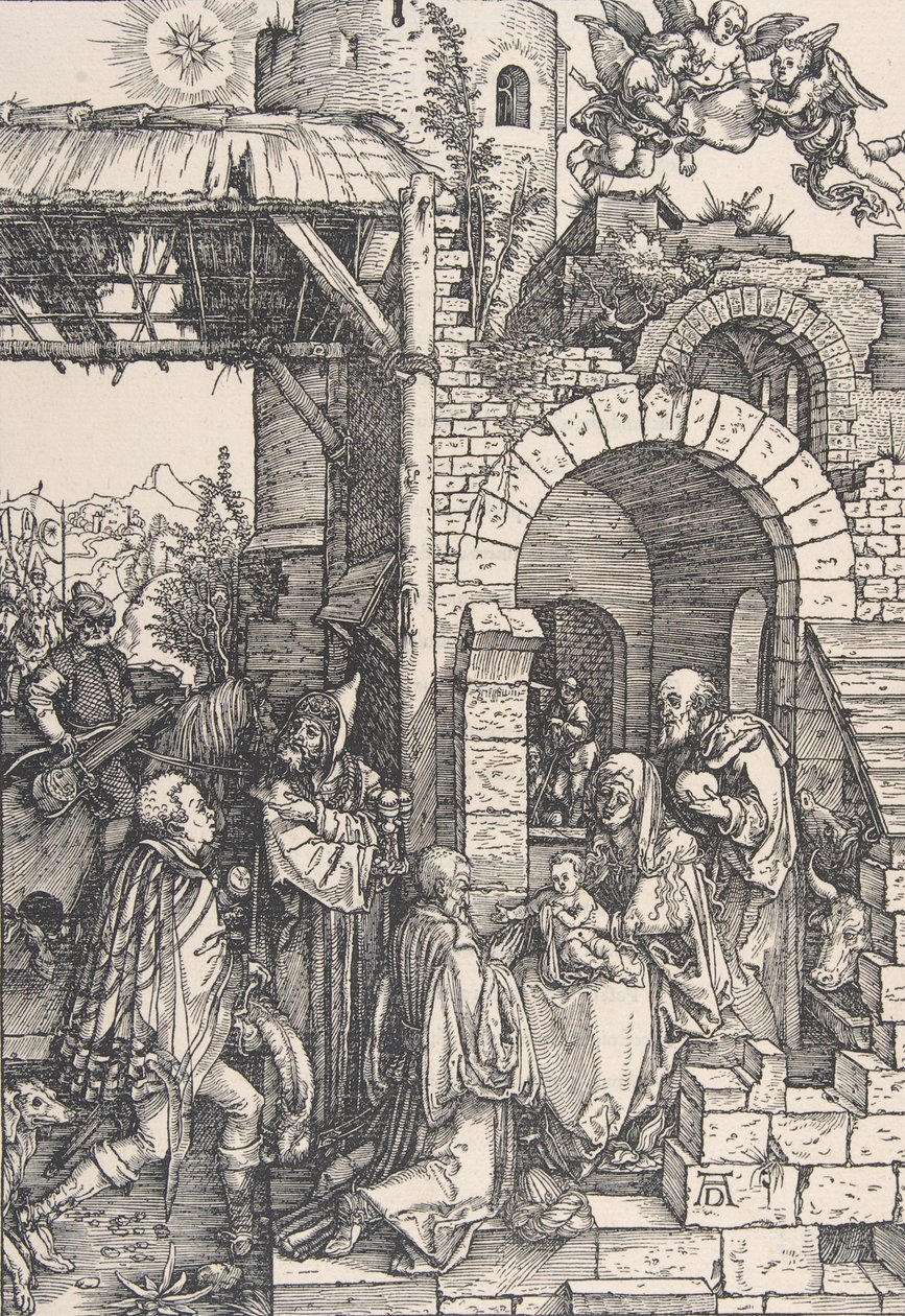 A mágusok imádása, a Szűz élete című sorozatból, kb. 1502., kb. 1502. alkotó: Albrecht Dürer