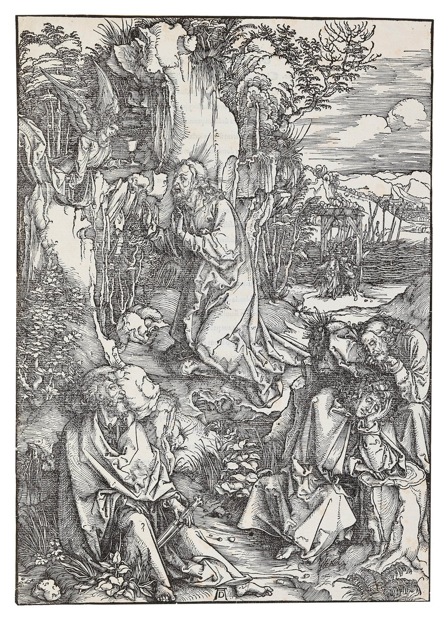 Az agónia a kertben, a Nagy szenvedély című sorozatból, c. 1496. alkotó: Albrecht Dürer