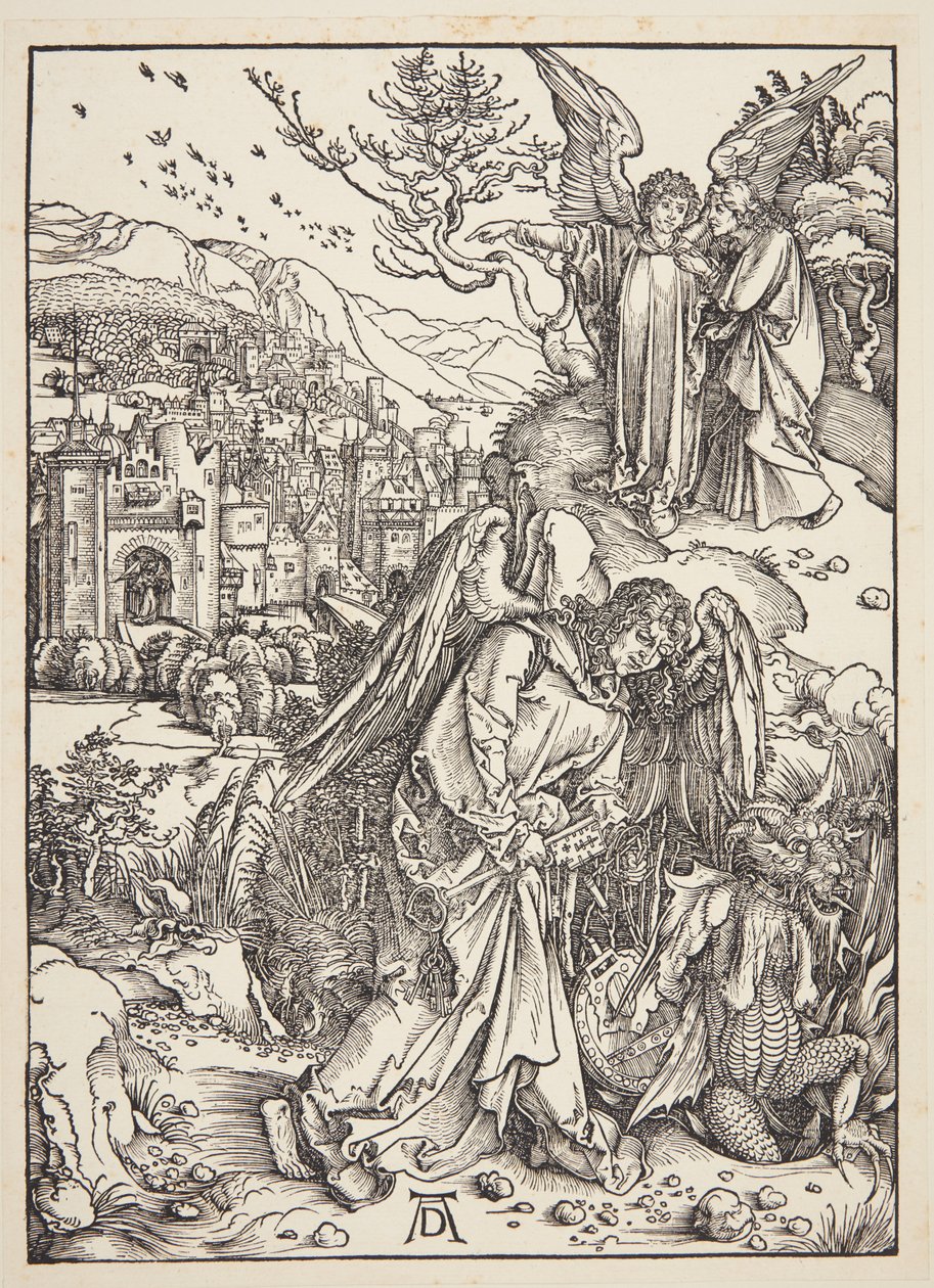 Az angyal mutatja Szent János Új Jeruzsálemet alkotó: Albrecht Dürer